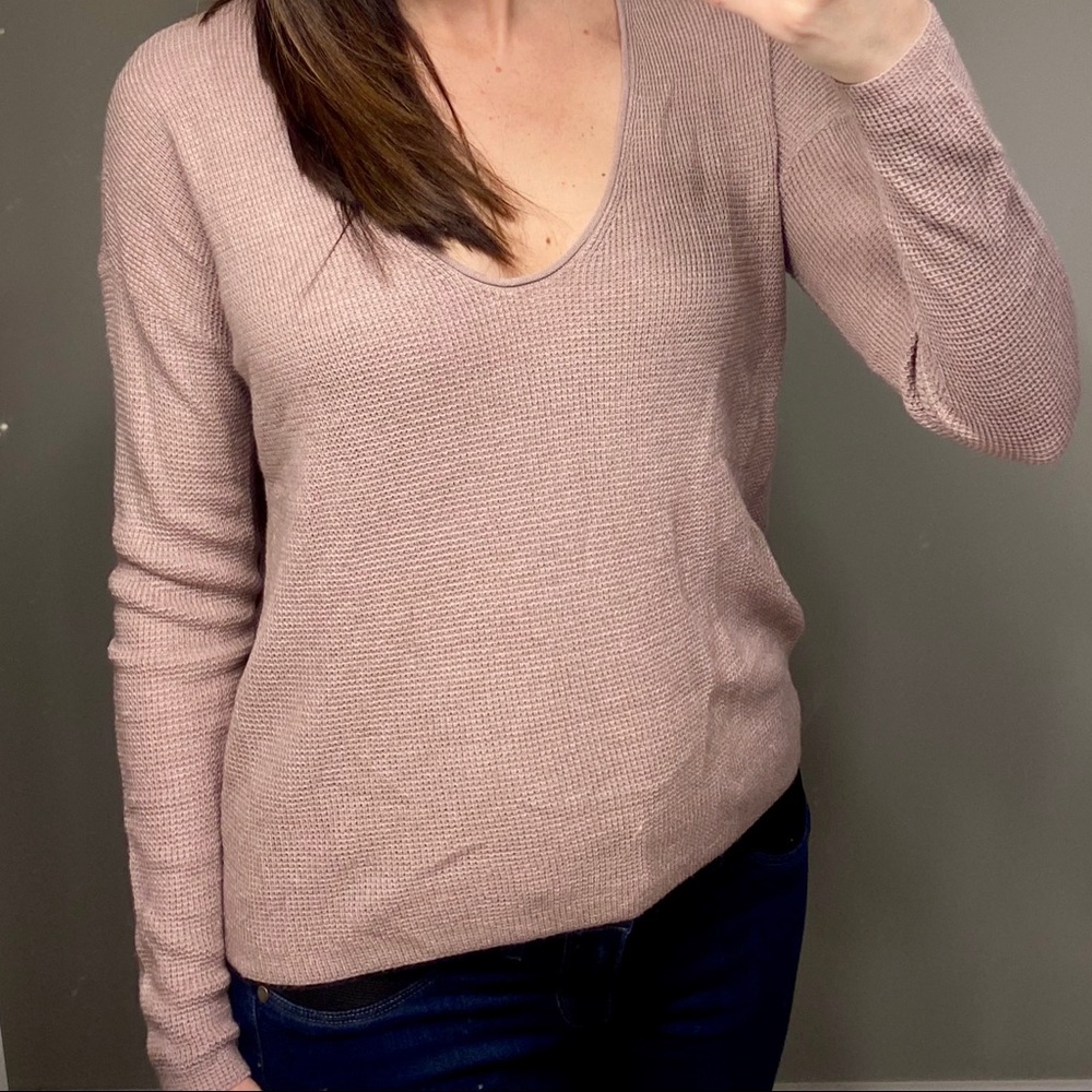 BP Textured Stitch V Neck Long Sleeve Shirt